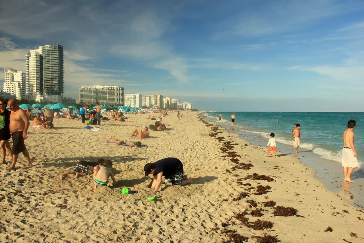 South Beach shoreline and the Atlantic Ocean in Miami Beach