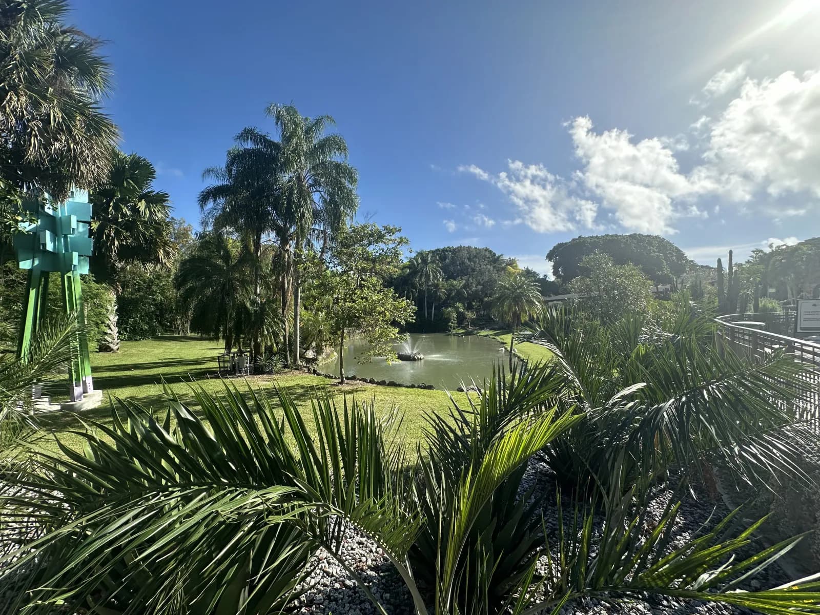 Swan Lake and royal palms at Pinecrest Gardens